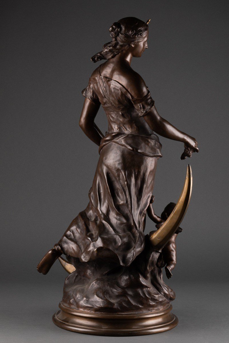 Bronze Patiné "La Fée Aux Fleurs", Signé "Ch. Blanc" 1896, France-photo-3