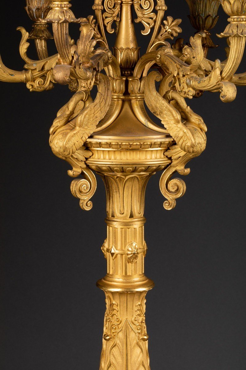 Large Pair Of Empire Period Gilt Bronze Candelabra Attributed To Claude Galle Circa 1805-photo-2