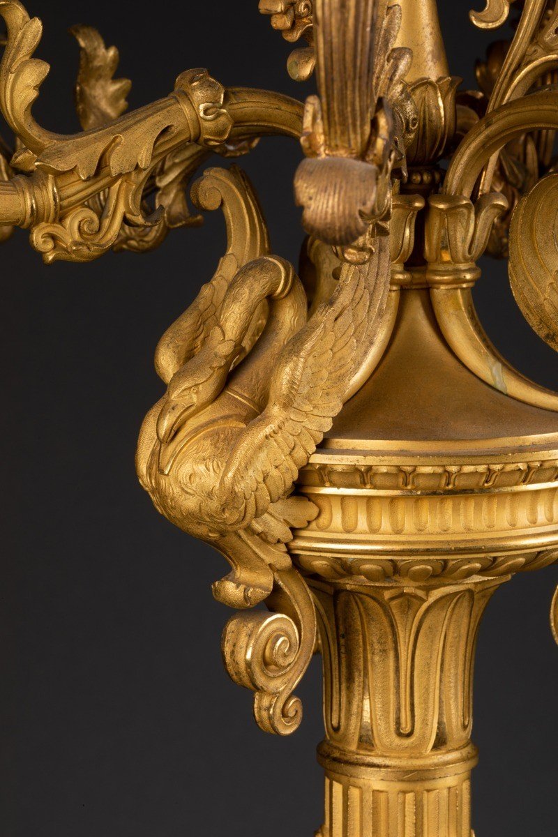 Large Pair Of Empire Period Gilt Bronze Candelabra Attributed To Claude Galle Circa 1805-photo-4