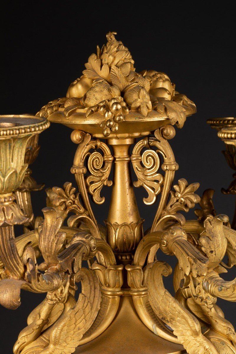 Large Pair Of Empire Period Gilt Bronze Candelabra Attributed To Claude Galle Circa 1805-photo-1