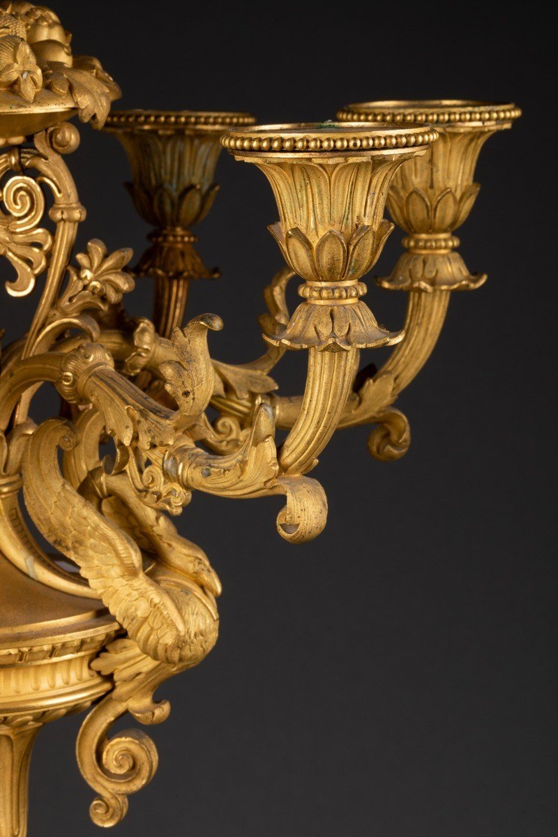 Large Pair Of Empire Period Gilt Bronze Candelabra Attributed To Claude Galle Circa 1805-photo-2