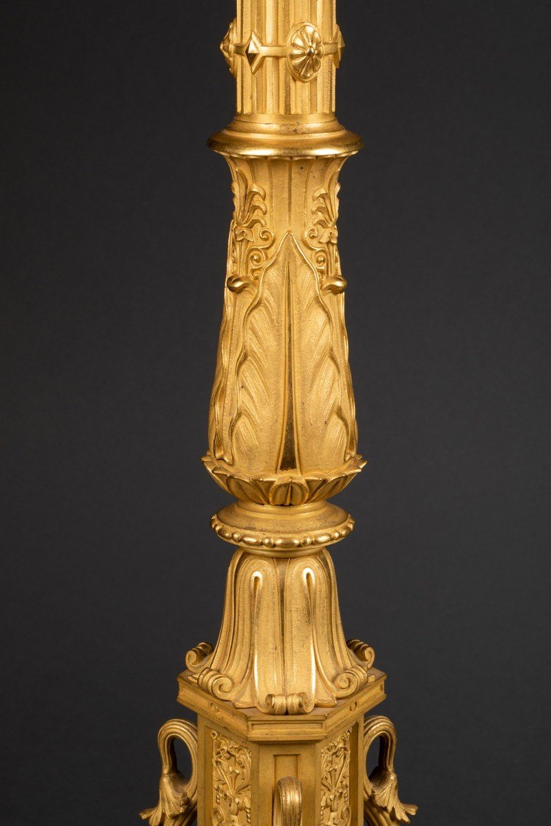 Large Pair Of Empire Period Gilt Bronze Candelabra Attributed To Claude Galle Circa 1805-photo-3