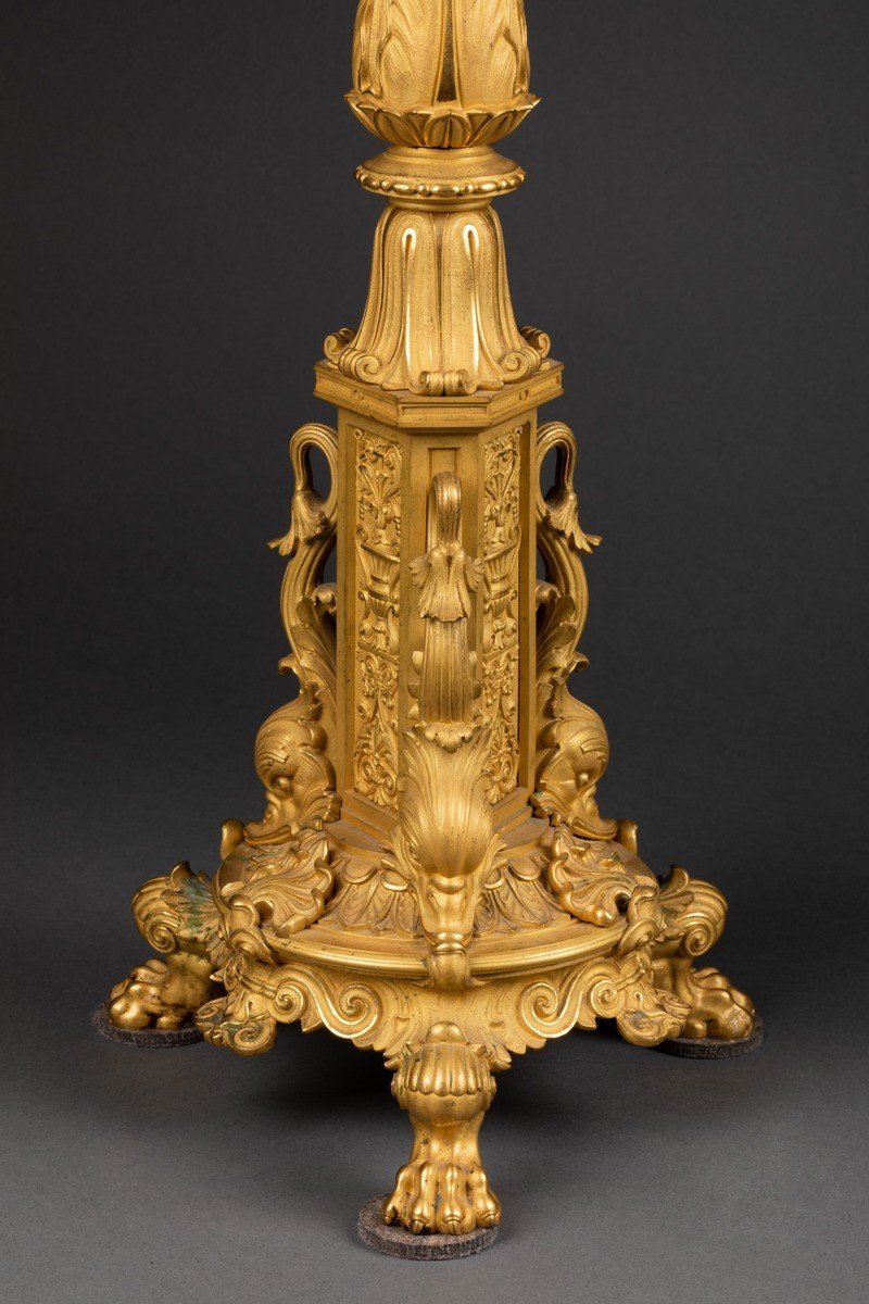 Large Pair Of Empire Period Gilt Bronze Candelabra Attributed To Claude Galle Circa 1805-photo-4