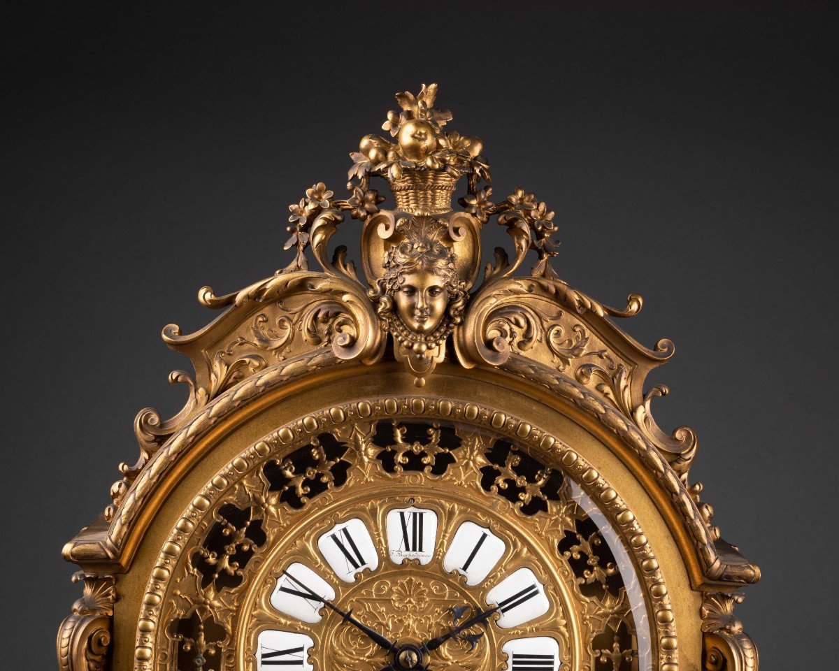 Gilt Bronze Clock Signed Barbedienne 19th Century, Paris, France-photo-2