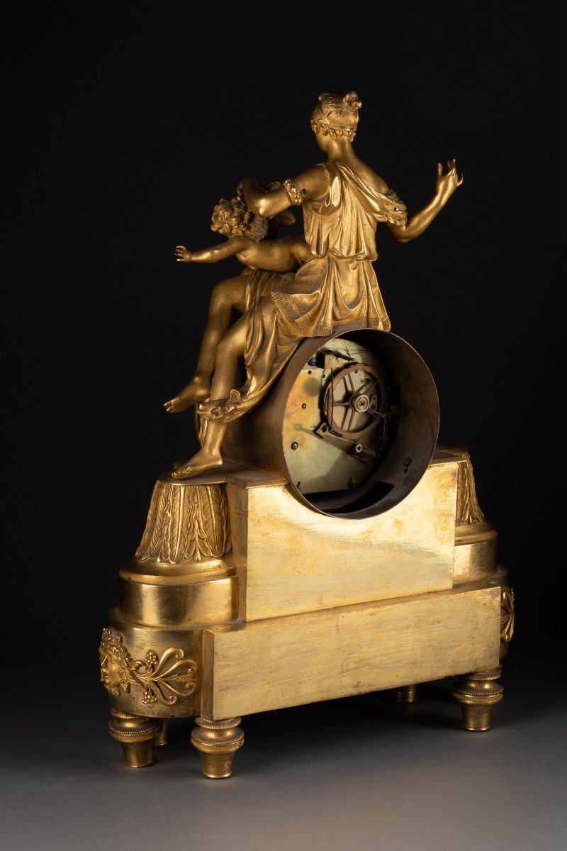 Pendule Empire En Bronze Doré 19e Siècle France-photo-1