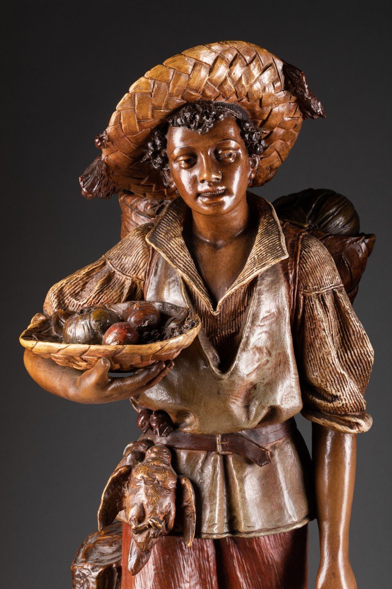 Polychrome Terracotta Sculpture In The Goldscheider Style Circa 1920, Austria-photo-3