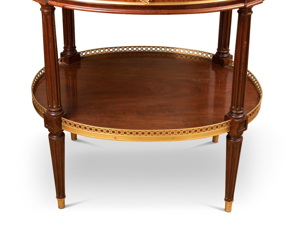 Louis XVI Style Mahogany Bouillotte Table, Napoleon III Period, Paris-photo-4