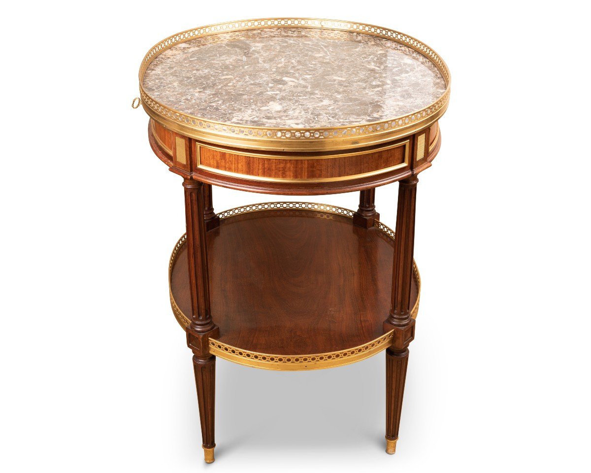 Louis XVI Style Mahogany Bouillotte Table, Napoleon III Period, Paris-photo-1