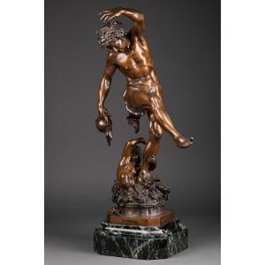 Bronze Patiné "Le Vin"  Signé Holweck, 19e Siècle, Paris, France