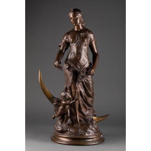 Patinated Bronze "the Flower Fairy", Signed "ch. Blanc" 1896, France