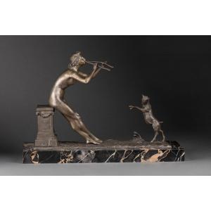 Bronze Argenté Art Déco Signé H. Fugère 20e Siècle France