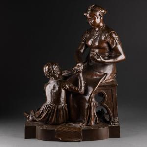 Bronze Patiné Signé Lange Guglielmo (1839-1917), France 