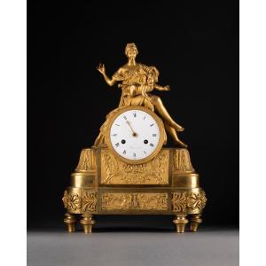 Pendule Empire En Bronze Doré 19e Siècle France