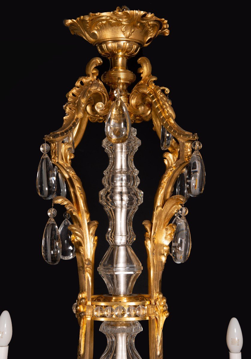 Louis XVI Style Chandelier Or Ceiling Light. Bronze, Glass. France, 19th Century.-photo-2