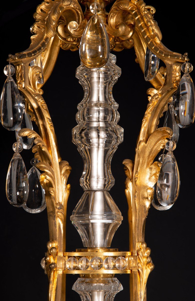 Louis XVI Style Chandelier Or Ceiling Light. Bronze, Glass. France, 19th Century.-photo-3