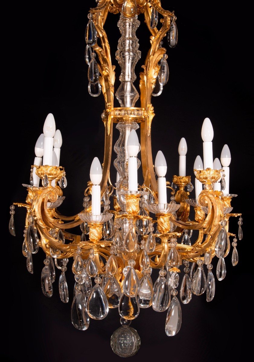 Louis XVI Style Chandelier Or Ceiling Light. Bronze, Glass. France, 19th Century.-photo-4