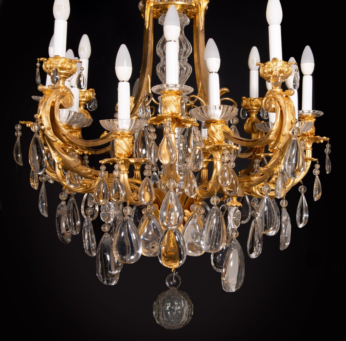 Louis XVI Style Chandelier Or Ceiling Light. Bronze, Glass. France, 19th Century.-photo-1