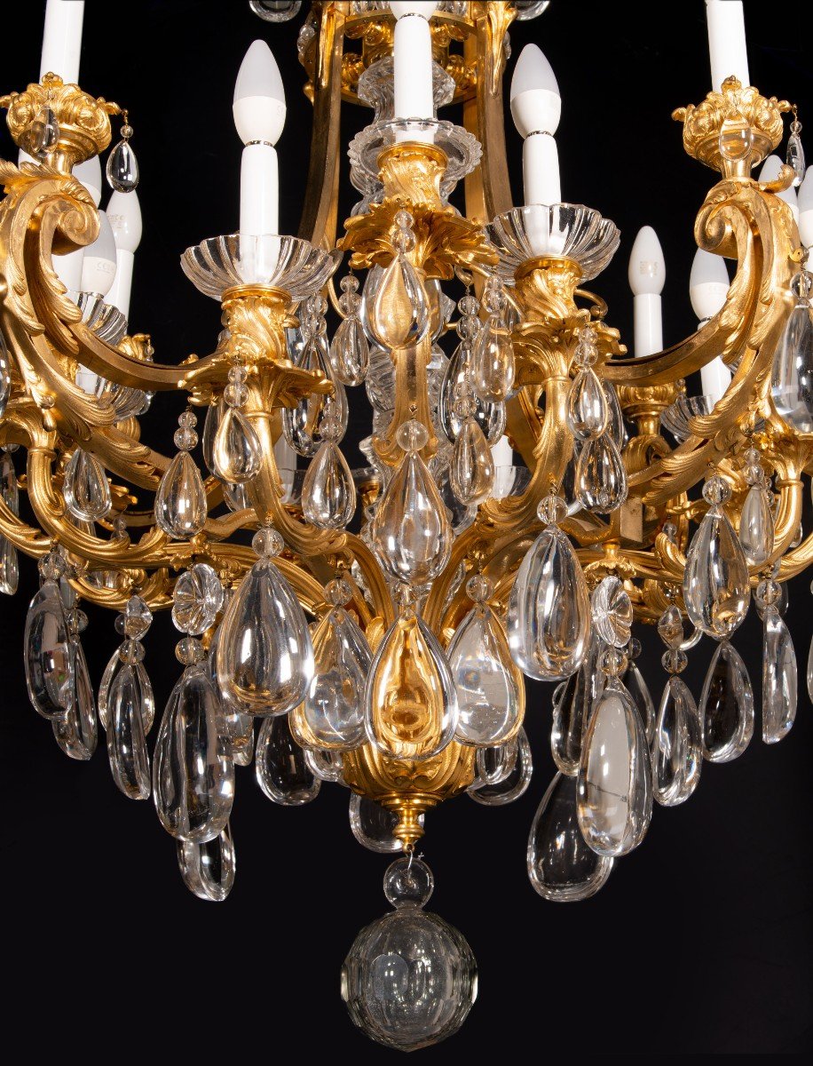 Louis XVI Style Chandelier Or Ceiling Light. Bronze, Glass. France, 19th Century.-photo-2