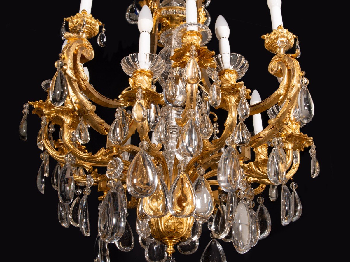 Louis XVI Style Chandelier Or Ceiling Light. Bronze, Glass. France, 19th Century.-photo-3