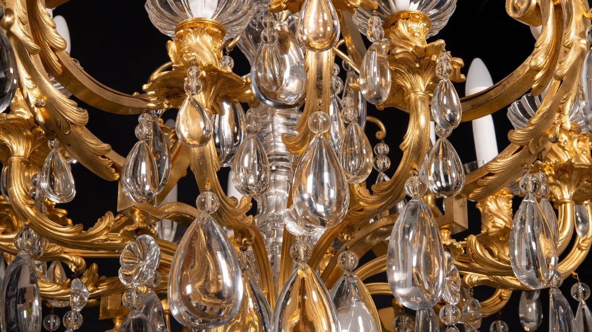 Louis XVI Style Chandelier Or Ceiling Light. Bronze, Glass. France, 19th Century.-photo-4