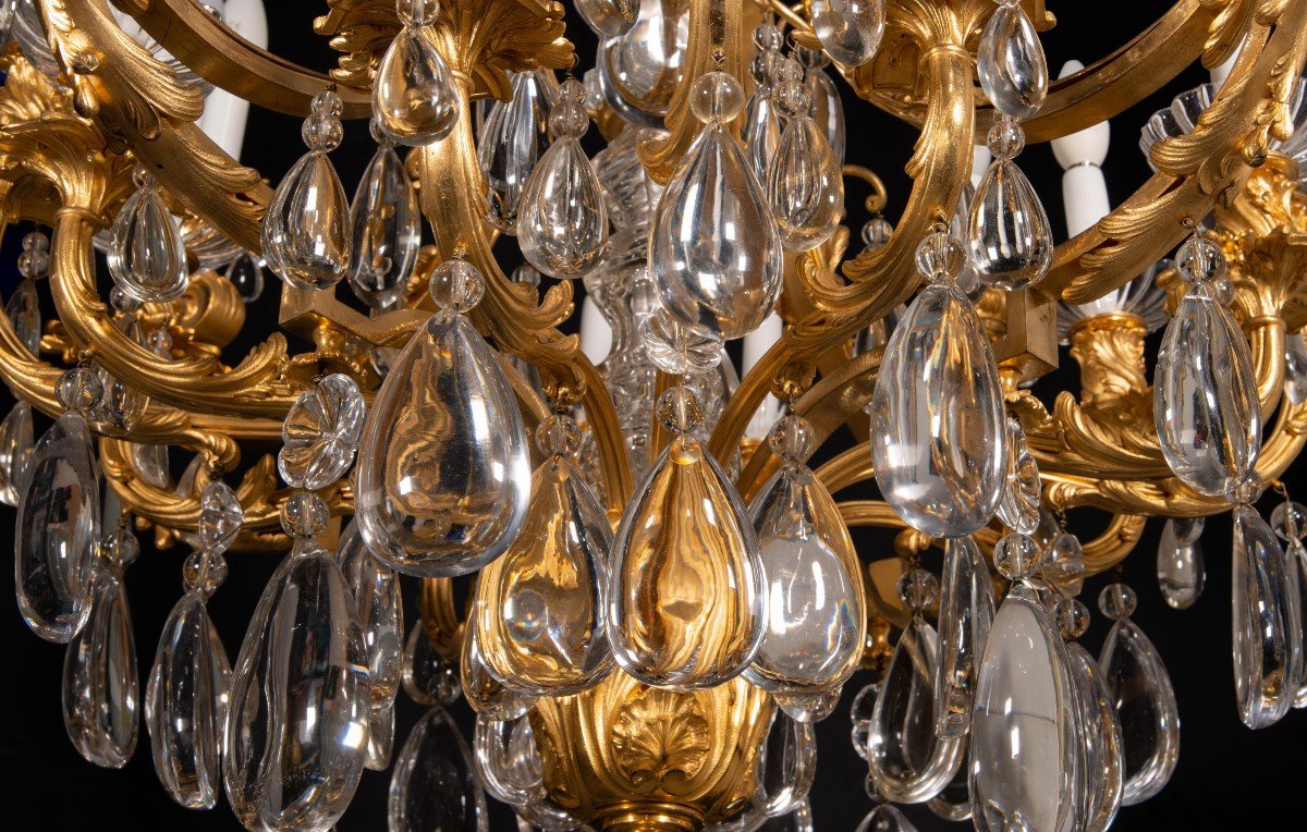 Louis XVI Style Chandelier Or Ceiling Light. Bronze, Glass. France, 19th Century.-photo-5