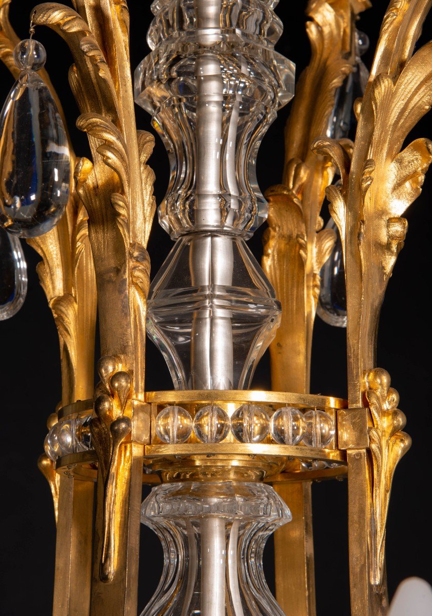 Louis XVI Style Chandelier Or Ceiling Light. Bronze, Glass. France, 19th Century.-photo-6