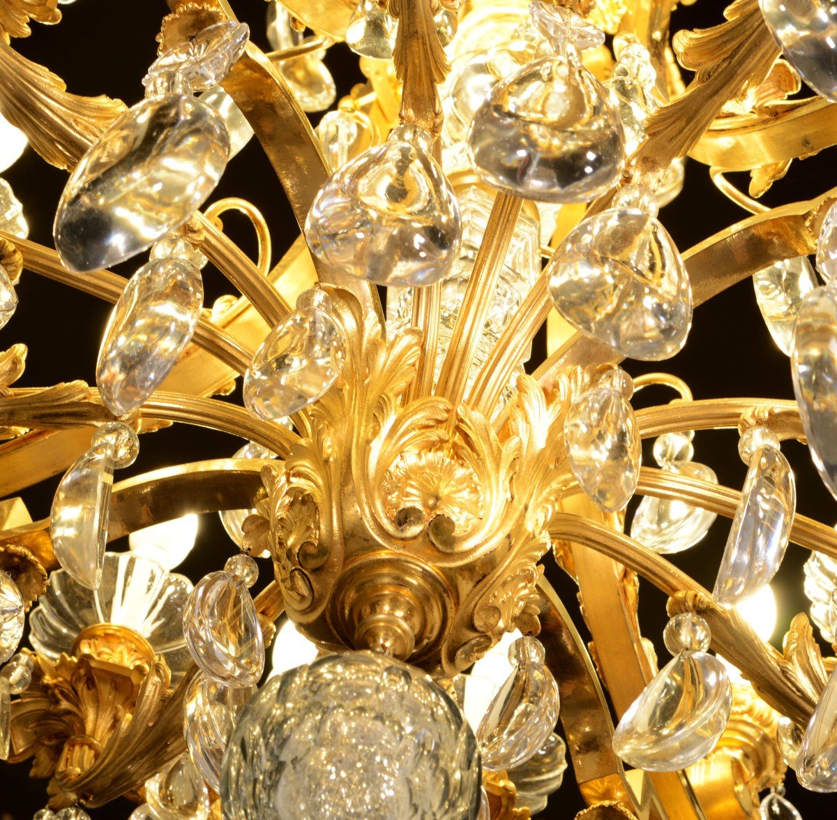 Louis XVI Style Chandelier Or Ceiling Light. Bronze, Glass. France, 19th Century.-photo-8