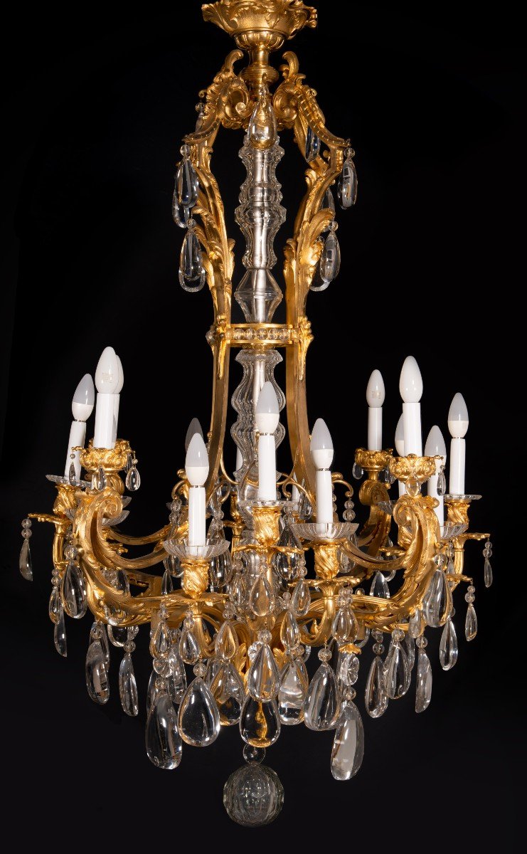 Louis XVI Style Chandelier Or Ceiling Light. Bronze, Glass. France, 19th Century.