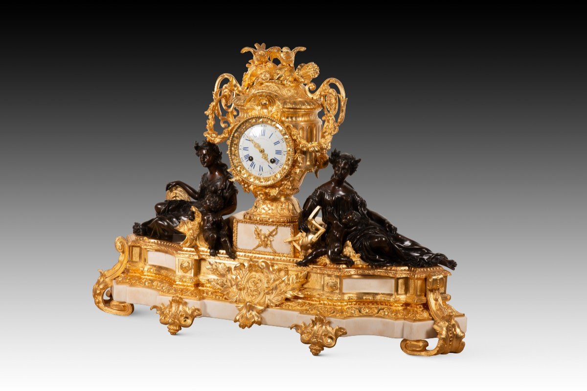 Horloge De Table. Marbre, Bronze. Japy Frères ; Boursier. Paris, France, Vers 1849-1854. -photo-2