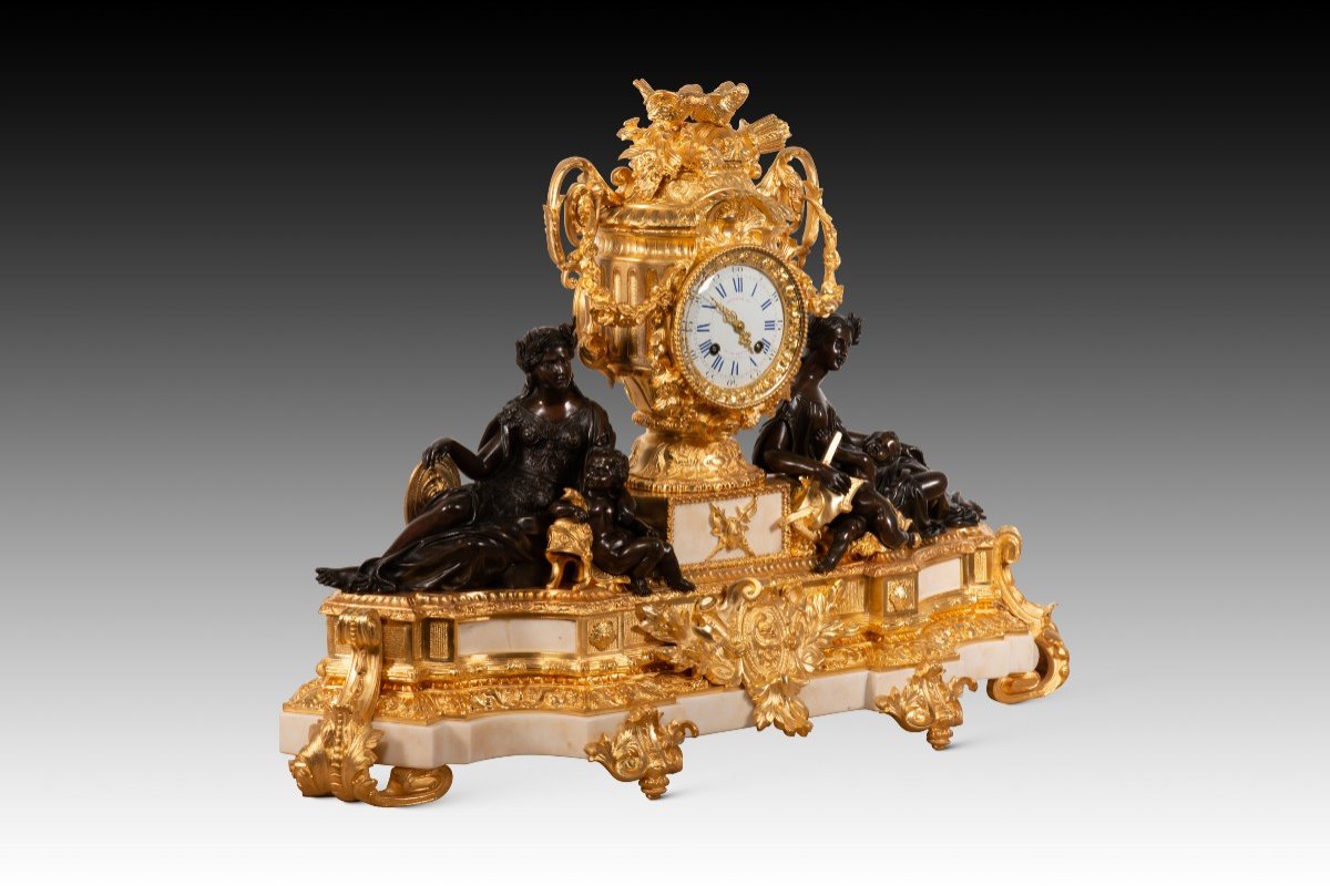 Horloge De Table. Marbre, Bronze. Japy Frères ; Boursier. Paris, France, Vers 1849-1854. -photo-3