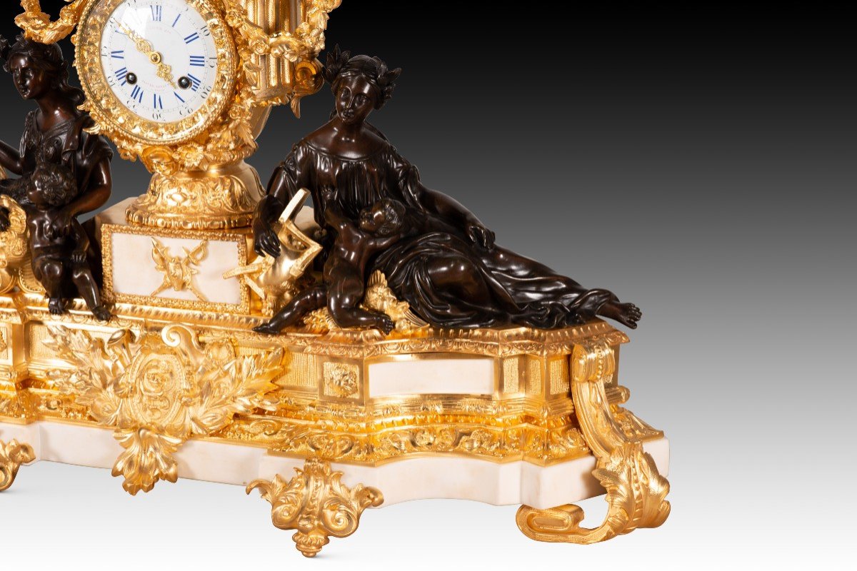 Horloge De Table. Marbre, Bronze. Japy Frères ; Boursier. Paris, France, Vers 1849-1854. -photo-2