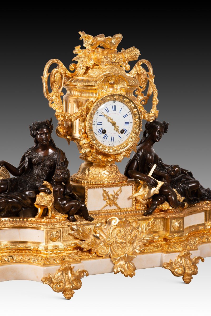 Horloge De Table. Marbre, Bronze. Japy Frères ; Boursier. Paris, France, Vers 1849-1854. -photo-5