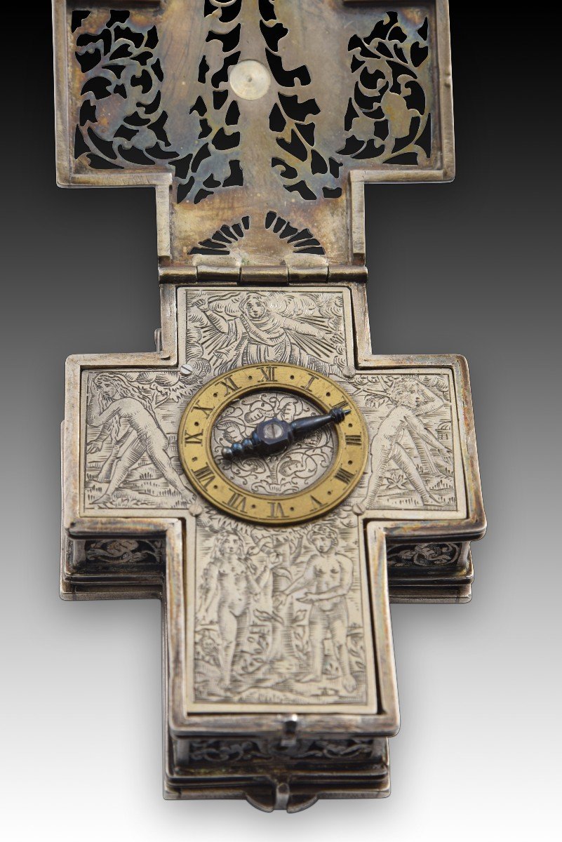 Cruciform Pectoral Clock. Silver, Etc. 17th Century.-photo-3