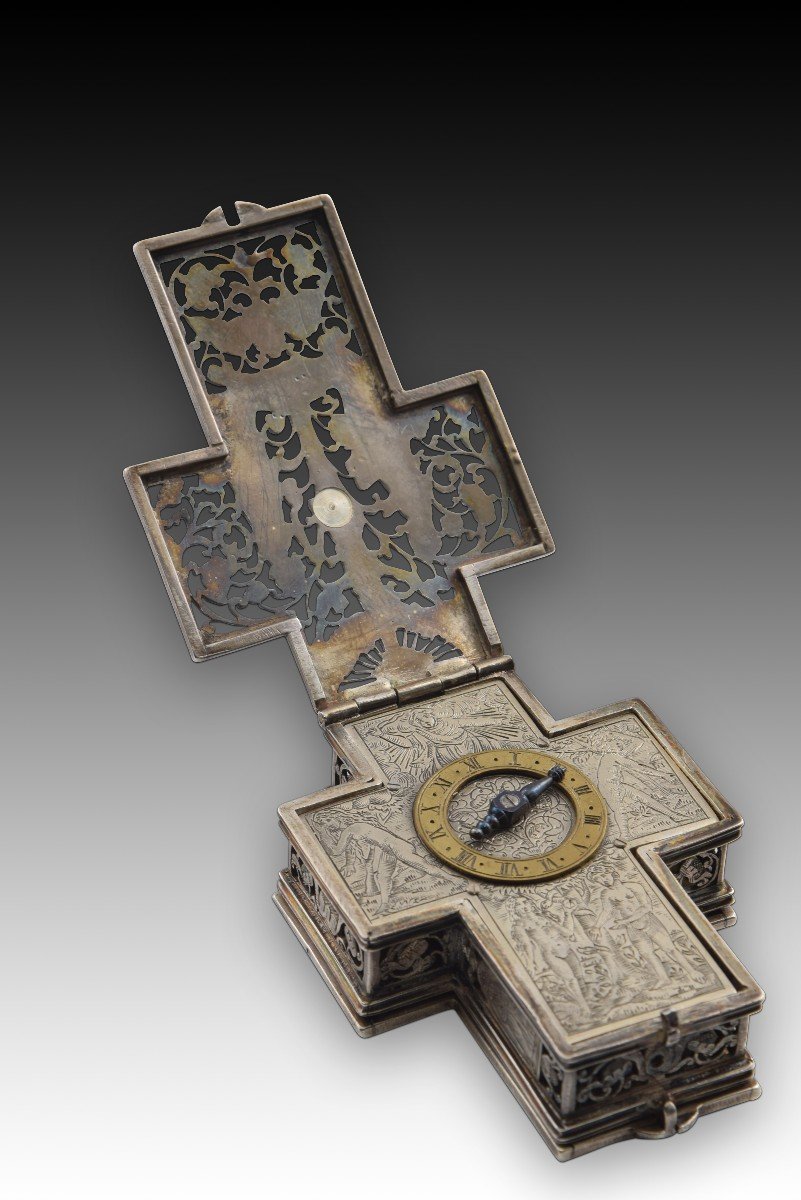 Cruciform Pectoral Clock. Silver, Etc. 17th Century.-photo-8