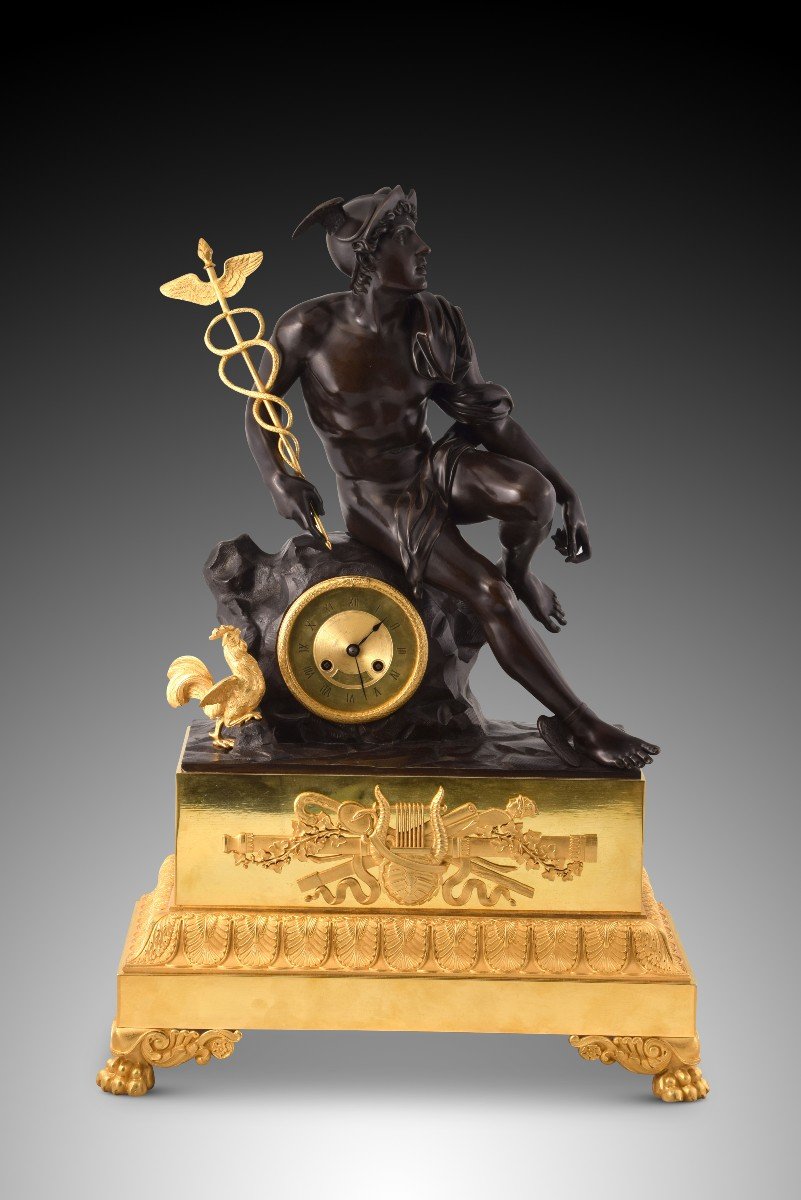 Table Clock, Mercury/hermes. Bronze, Metal. Paris, France, Circa 1825.-photo-2