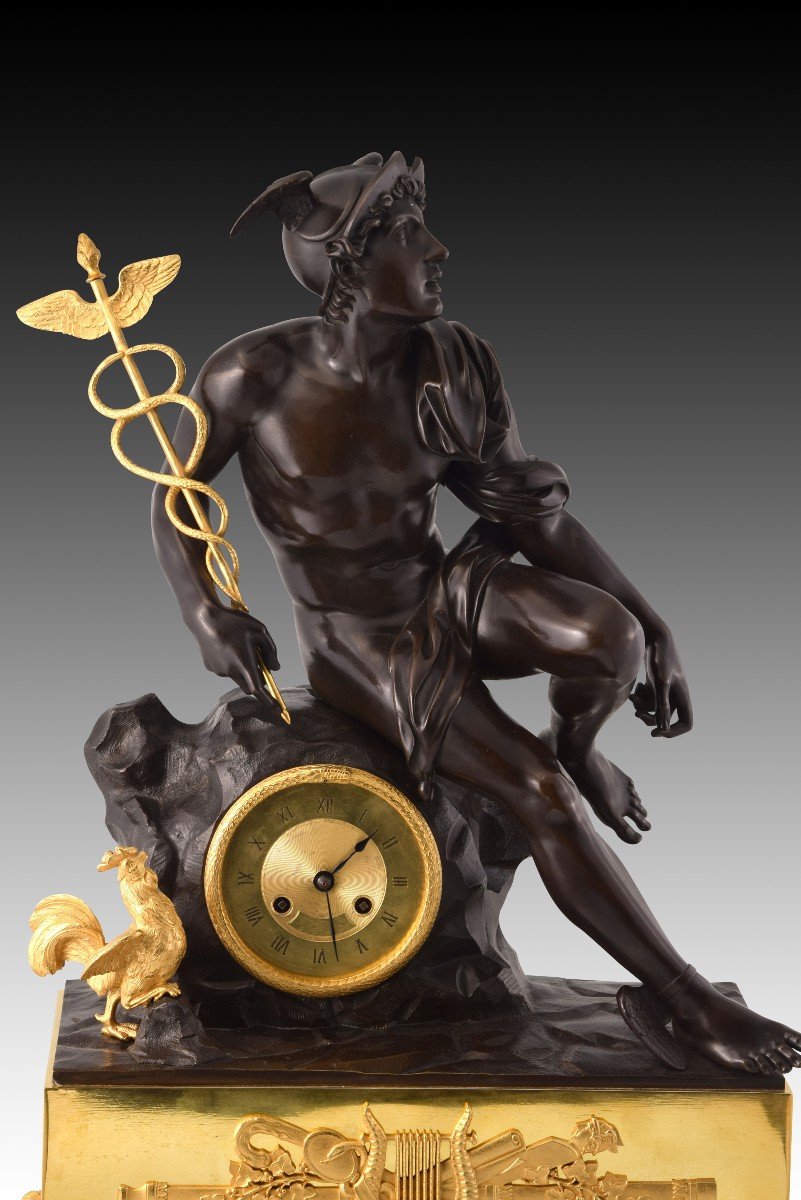 Table Clock, Mercury/hermes. Bronze, Metal. Paris, France, Circa 1825.-photo-3