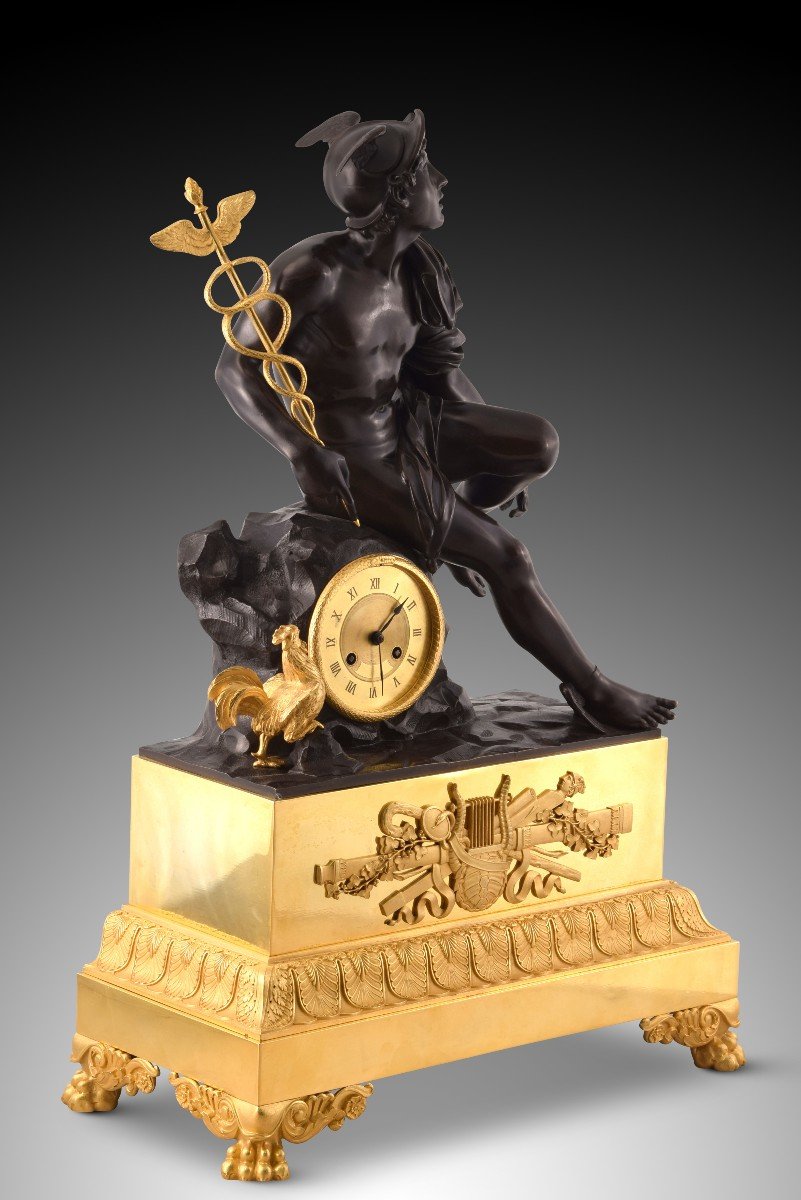 Table Clock, Mercury/hermes. Bronze, Metal. Paris, France, Circa 1825.-photo-4