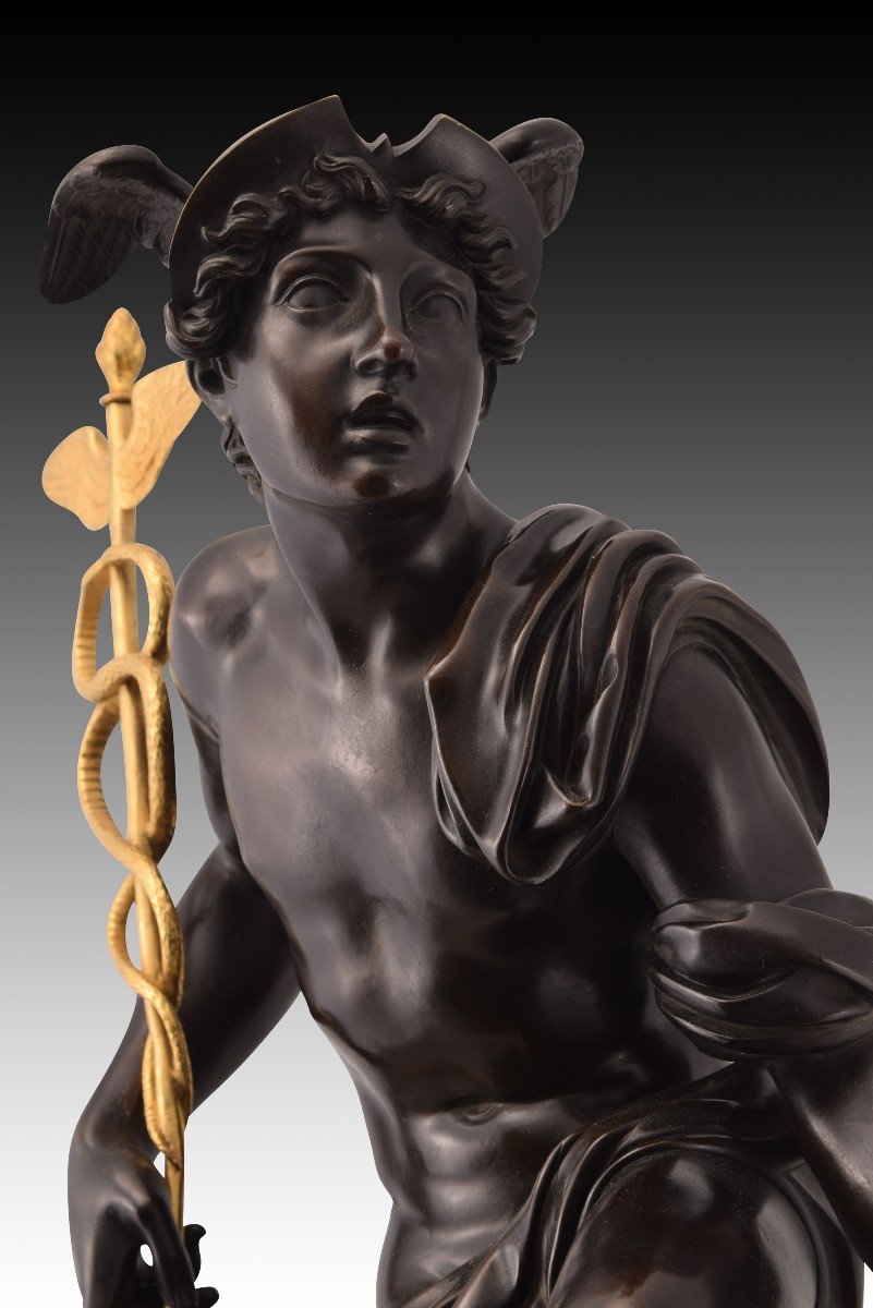 Table Clock, Mercury/hermes. Bronze, Metal. Paris, France, Circa 1825.-photo-3