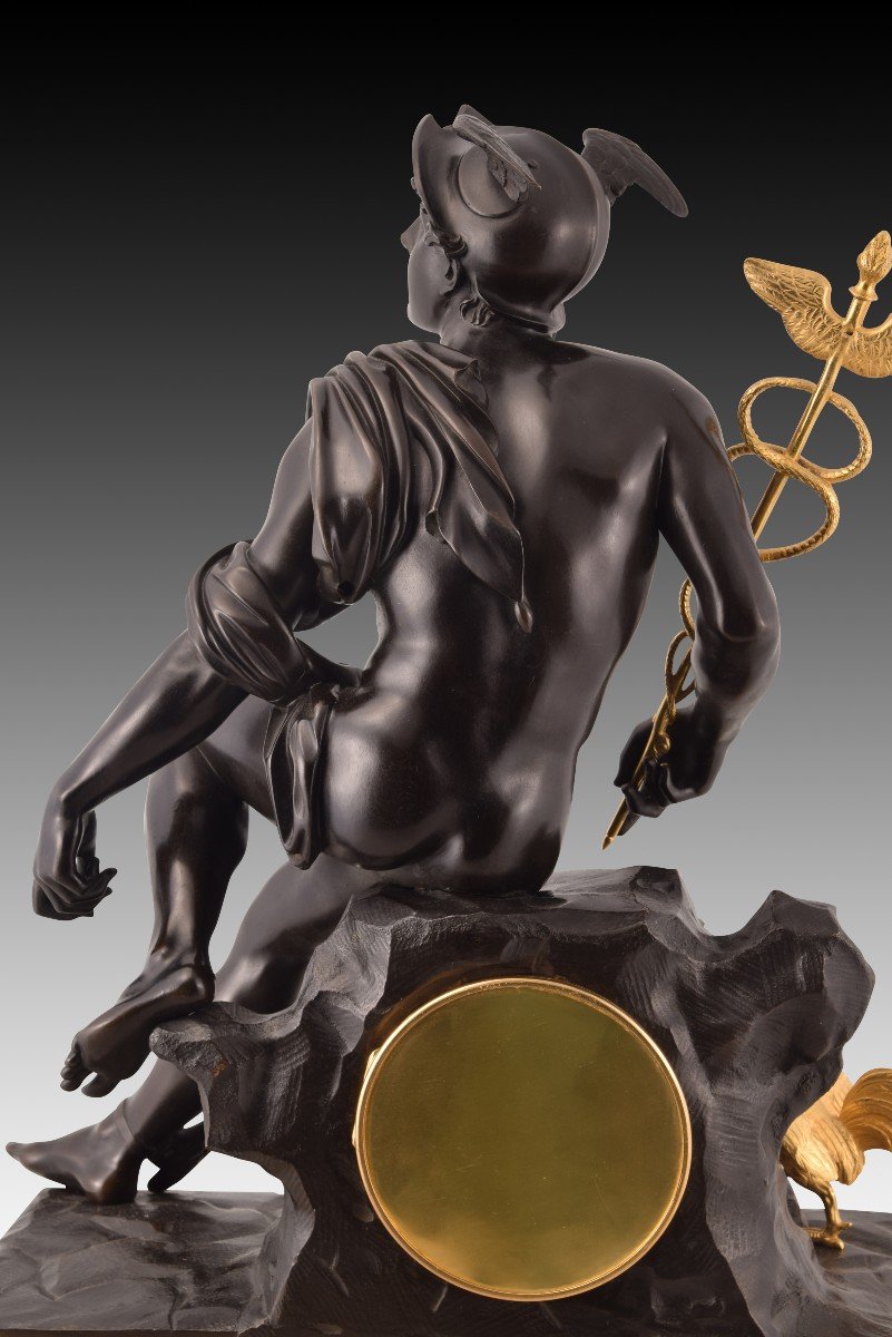 Table Clock, Mercury/hermes. Bronze, Metal. Paris, France, Circa 1825.-photo-6