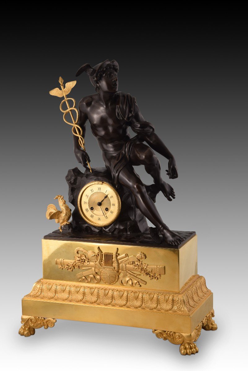 Table Clock, Mercury/hermes. Bronze, Metal. Paris, France, Circa 1825.