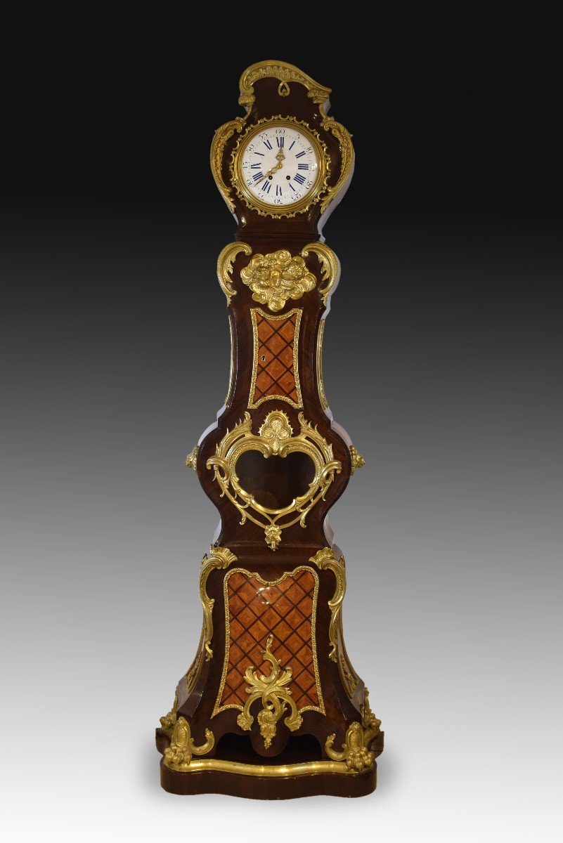 Clock. Palo Santo, Gilt Bronze... France, 19th Century, After Charles Cressent -photo-2