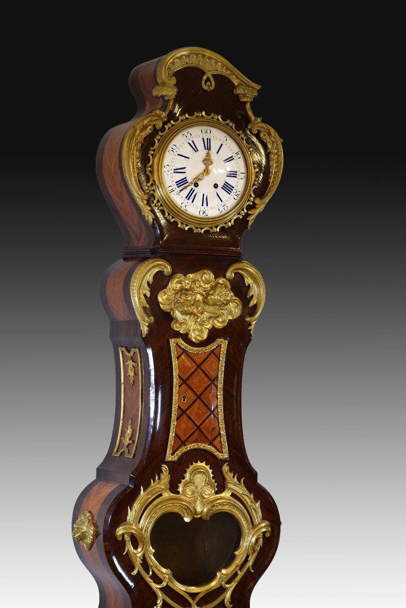 Clock. Palo Santo, Gilt Bronze... France, 19th Century, After Charles Cressent -photo-3