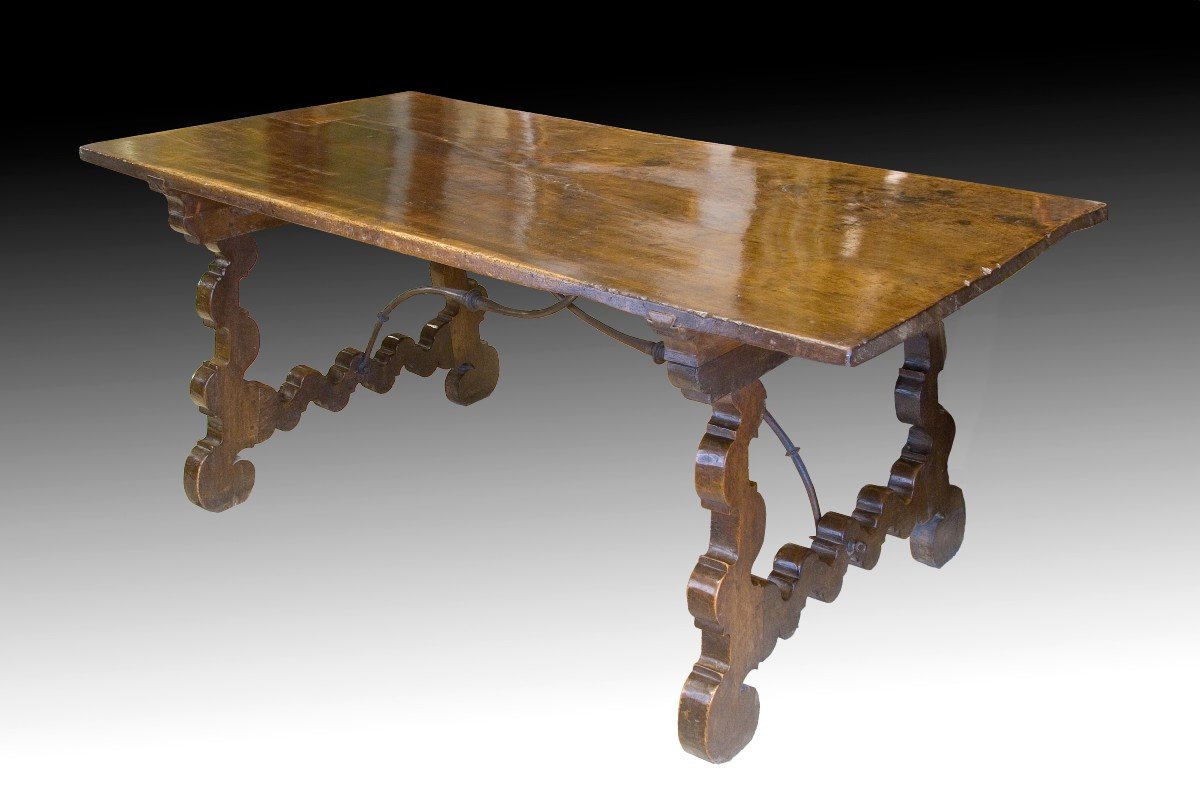 17th Century Lyre Leg Table.  