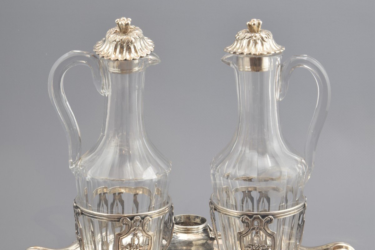 Ensemble De Burettes. Argent Et Verre. René-pierre Ferrier, Paris, 1775.  Marques Contrastées. -photo-4