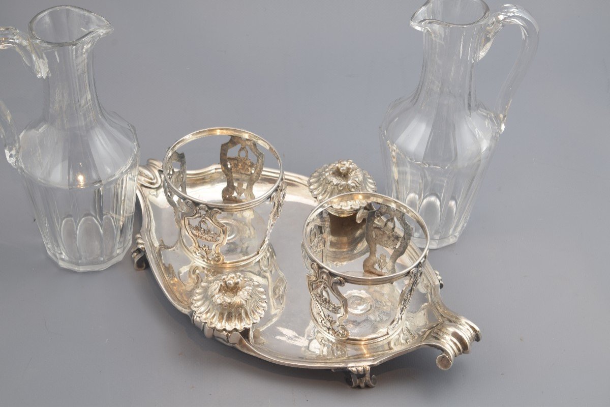 Ensemble De Burettes. Argent Et Verre. René-pierre Ferrier, Paris, 1775.  Marques Contrastées. -photo-6