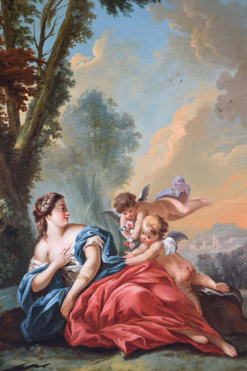 Allegory Of Venus And Cupids. Oil On Canvas. Circle Of Boucher, François.-photo-3