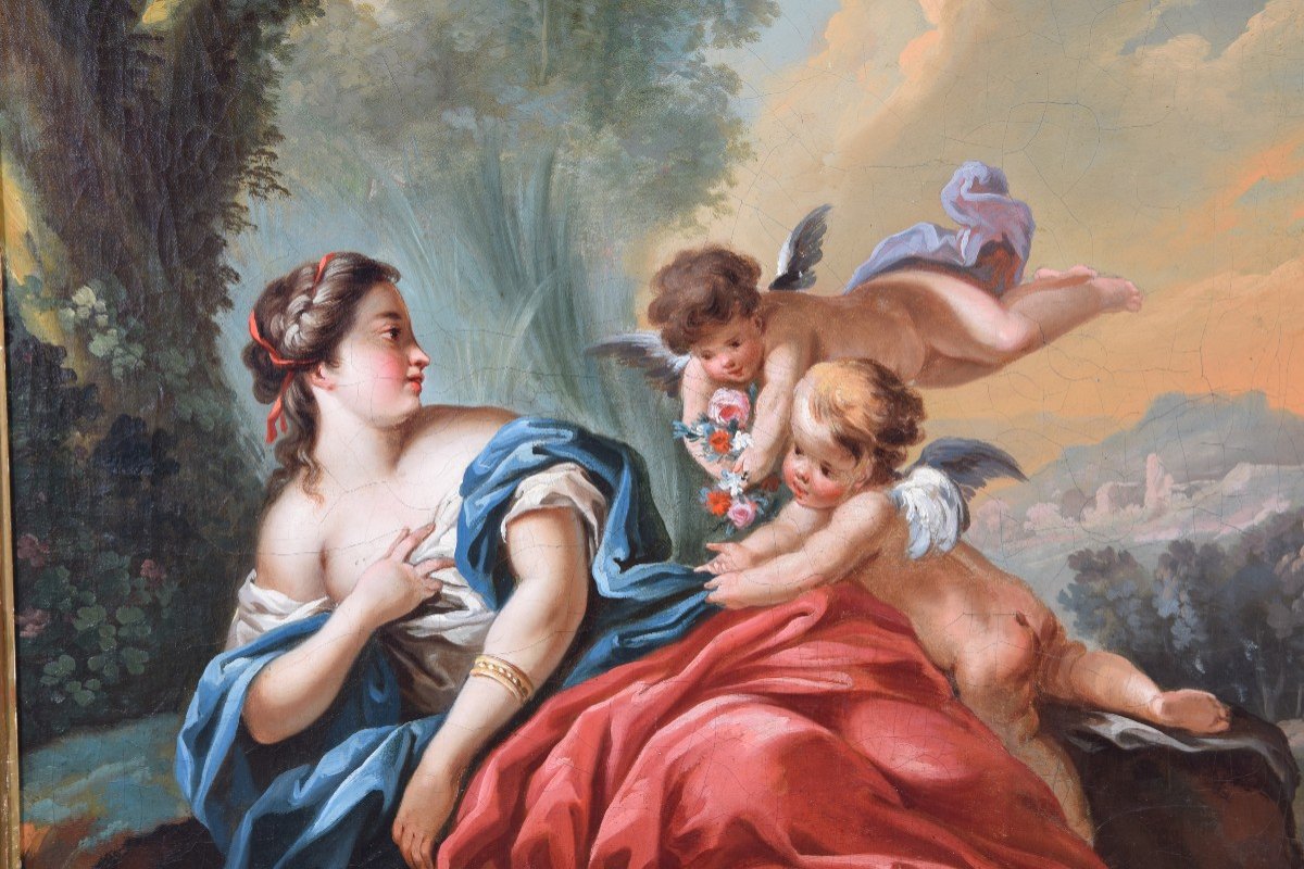 Allegory Of Venus And Cupids. Oil On Canvas. Circle Of Boucher, François.-photo-4