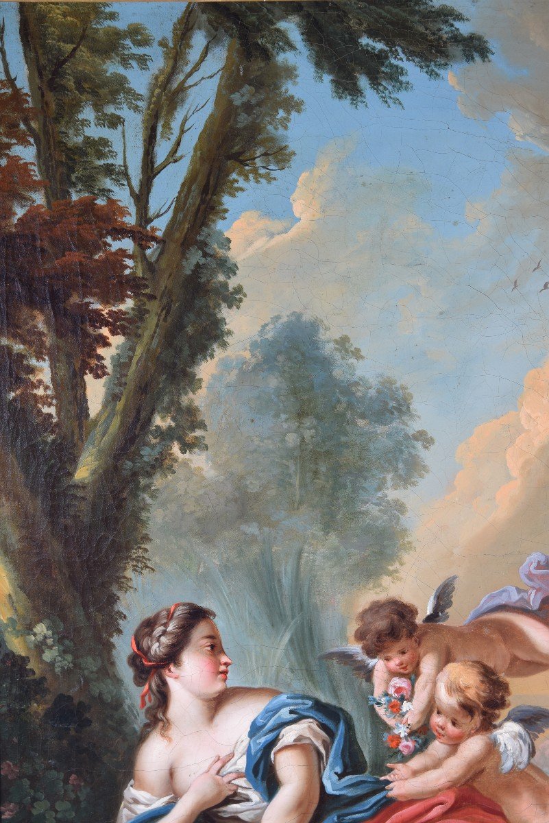 Allegory Of Venus And Cupids. Oil On Canvas. Circle Of Boucher, François.-photo-3