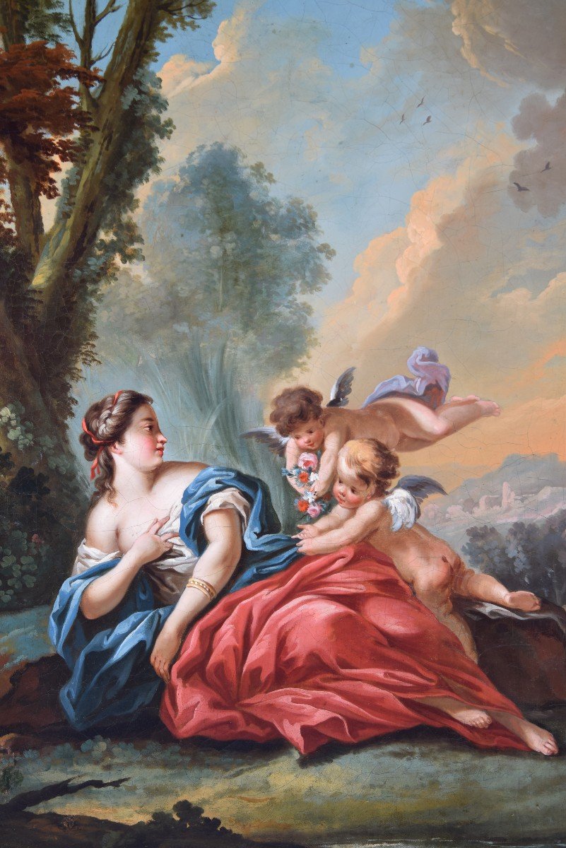 Allegory Of Venus And Cupids. Oil On Canvas. Circle Of Boucher, François.-photo-4