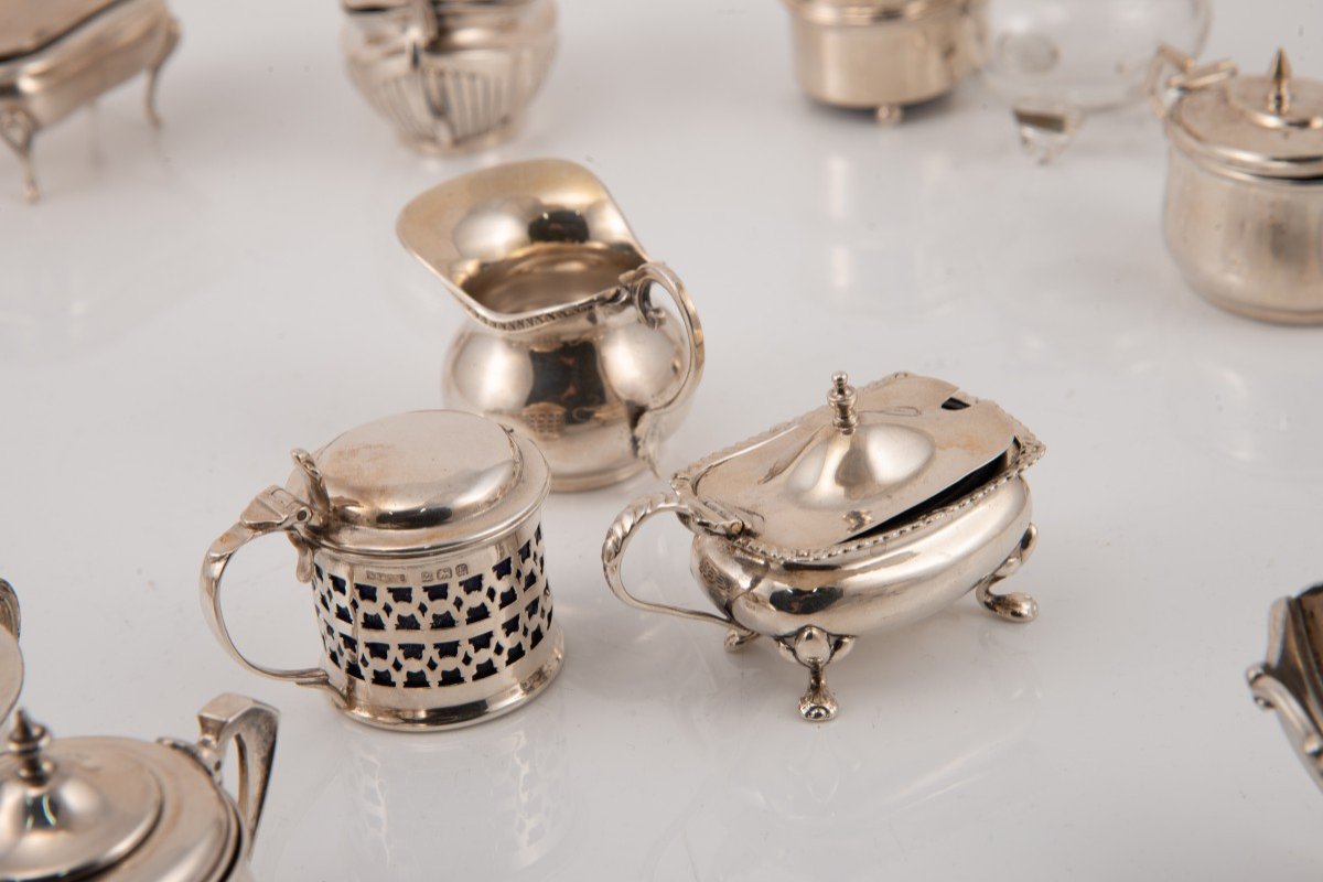 Mustard And Spice Holder. Silver, Regent Plate, Glass. 20th Century. -photo-2